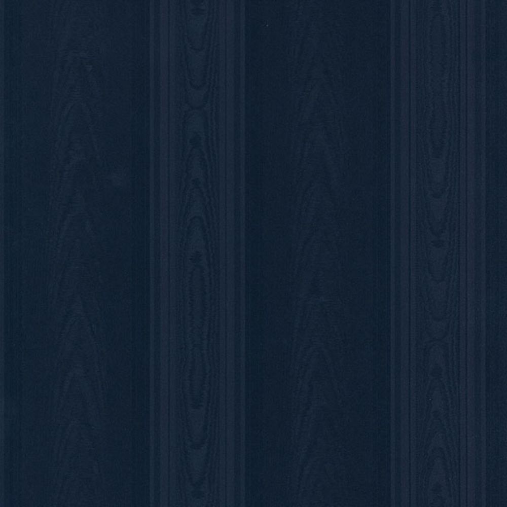 Patton Wallcoverings SK34735 Simply Silks 4 Medium Moiré Stripe Wallpaper in Navy, Blue